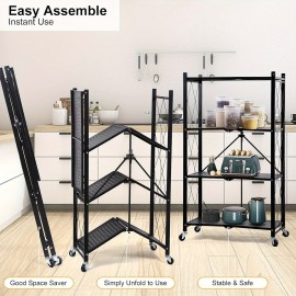 Track Seven 4-Tier Storage Shelving Unit w/Hooks and Wheels