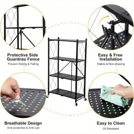 Track Seven 4-Tier Storage Shelving Unit w/Hooks and Wheels