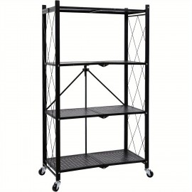 Track Seven 4-Tier Storage Shelving Unit w/Hooks and Wheels