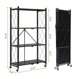 Track Seven 4-Tier Storage Shelving Unit w/Hooks and Wheels