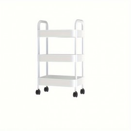 Versatile White Plastic Storage Rack - Multi-Tier Rolling Trolley For Kitchen, Bathroom & Bedroom Organization Bathroom Storage Rack Bathroom Organizers And Storage Countertop