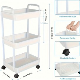 Versatile White Plastic Storage Rack - Multi-Tier Rolling Trolley For Kitchen, Bathroom & Bedroom Organization Bathroom Storage Rack Bathroom Organizers And Storage Countertop