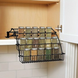 37*27*20cm 3 Tier Pull down Cabinet Spice Rack Organizer Free Standing Metal Storage Shelf for Kitchen Easy Clean