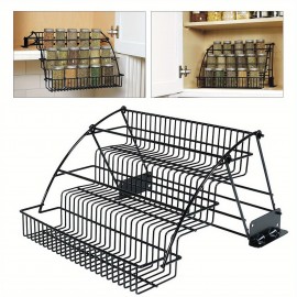 37*27*20cm 3 Tier Pull down Cabinet Spice Rack Organizer Free Standing Metal Storage Shelf for Kitchen Easy Clean