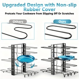 8-Tier Heavy Duty Pot Rack Organizer - Effortless Kitchen Storage Solution - Durable Metal, Adjustable Rust-Resistant, Space-Saving Cabinet Holder For Pots, Pans And Lids