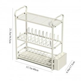 1pc Dish Rack, Multi-layer Large Capacity Dish Storage Rack, Space-saving Cutlery Drain Holder With Detachable Utensil Holder, For Kitchen Counter And Cabinet, Kitchen Organizers And Storage, Kitchen Accessories