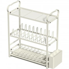 1pc Dish Rack, Multi-layer Large Capacity Dish Storage Rack, Space-saving Cutlery Drain Holder With Detachable Utensil Holder, For Kitchen Counter And Cabinet, Kitchen Organizers And Storage, Kitchen Accessories