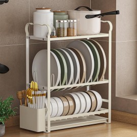 1pc Dish Rack, Multi-layer Large Capacity Dish Storage Rack, Space-saving Cutlery Drain Holder With Detachable Utensil Holder, For Kitchen Counter And Cabinet, Kitchen Organizers And Storage, Kitchen Accessories