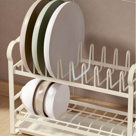 1pc Dish Rack, Multi-layer Large Capacity Dish Storage Rack, Space-saving Cutlery Drain Holder With Detachable Utensil Holder, For Kitchen Counter And Cabinet, Kitchen Organizers And Storage, Kitchen Accessories