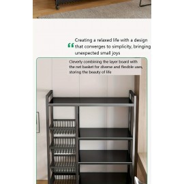 Versatile Metal Storage Rack with Wheels - Floor-Standing, Multi-Layer Organizer for Kitchen & Bathroom Essentials