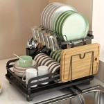 2-Tier Dish Rack, Double Layers Space-saving Dish Drying Rack With Drainboard And Utensil Holders, Multifunctional Large Capacity Dish Storage Organizer, For Kitchen Counter, Kitchen Organizers And Storage, Kitchen Accessories