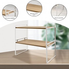 Kitchen Ladder Shelf, Small Desk Shelf Organizer, 2-Tier Desktop Organizer Shelf, Organizer Storage Stand, Office Desk Organizer Display Rack, Wooden Desktop Bookshelf for Dorm, School, Kitchen, Bathroom, Office, White