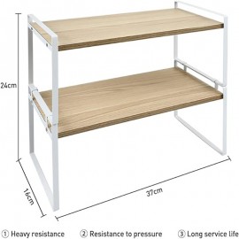 Kitchen Ladder Shelf, Small Desk Shelf Organizer, 2-Tier Desktop Organizer Shelf, Organizer Storage Stand, Office Desk Organizer Display Rack, Wooden Desktop Bookshelf for Dorm, School, Kitchen, Bathroom, Office, White