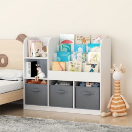 Storage cabinet with 3 drawers, bedroom nightstand, living room toy storage cabinet, storage display rack, toy box, book display rack, toy house bookcase bookcase, suitable for bedroom, living room, game room, etc. White (Gray)