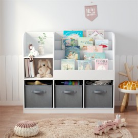 Storage cabinet with 3 drawers, bedroom nightstand, living room toy storage cabinet, storage display rack, toy box, book display rack, toy house bookcase bookcase, suitable for bedroom, living room, game room, etc. White (Gray)