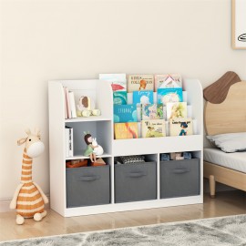 Storage cabinet with 3 drawers, bedroom nightstand, living room toy storage cabinet, storage display rack, toy box, book display rack, toy house bookcase bookcase, suitable for bedroom, living room, game room, etc. White (Gray)