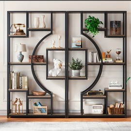 2X Bookshelf, 71inch 8 Tier Modern Tall Bookcase Shelf Storage Organizer with Metal Frame, Book Shelf for Living Room, Bedroom and Home Office