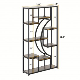 2X Bookshelf, 71inch 8 Tier Modern Tall Bookcase Shelf Storage Organizer with Metal Frame, Book Shelf for Living Room, Bedroom and Home Office