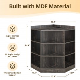 Corner Cabinet, 9-Cubby Corner Bookshelf Bookcase, Corner Cabinet Storage with Charging Station