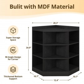 Corner Cabinet, 9-Cubby Corner Bookshelf Bookcase, Corner Cabinet Storage with Charging Station