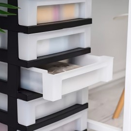 Drawer Style Storage Cart With Black Top Organizer