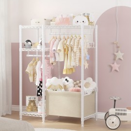 Clothes Rack Small Clothing Rack with Shelves for Kids Students Children, Adjustable Girls Garment Rack Boys Wardrobe Closet Rack for Bedroom Playroom, 55.2\