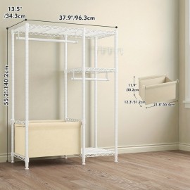 Clothes Rack Small Clothing Rack with Shelves for Kids Students Children, Adjustable Girls Garment Rack Boys Wardrobe Closet Rack for Bedroom Playroom, 55.2\