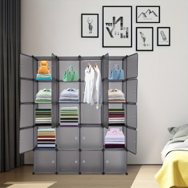 1pc 20 Cube Organizer, Stackable Plastic Cube Storage Shelves, Easy Assembly Stackable Clothes Storage Shelf, Durable Rack For Sundries, Household Storage Organizer For Rental House, Bedroom, Living Room, Home, Dorm, Entryway