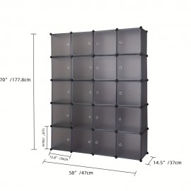 1pc 20 Cube Organizer, Stackable Plastic Cube Storage Shelves, Easy Assembly Stackable Clothes Storage Shelf, Durable Rack For Sundries, Household Storage Organizer For Rental House, Bedroom, Living Room, Home, Dorm, Entryway