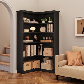 72.8in Tall 5 Tier Large Corner Bookshelf, L Shaped Bookshelf Storage Display Rack, For Living Room Bedroom