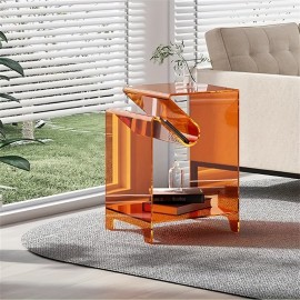 Living room sofa side table, small space multifunctional coffee table, acrylic side table.