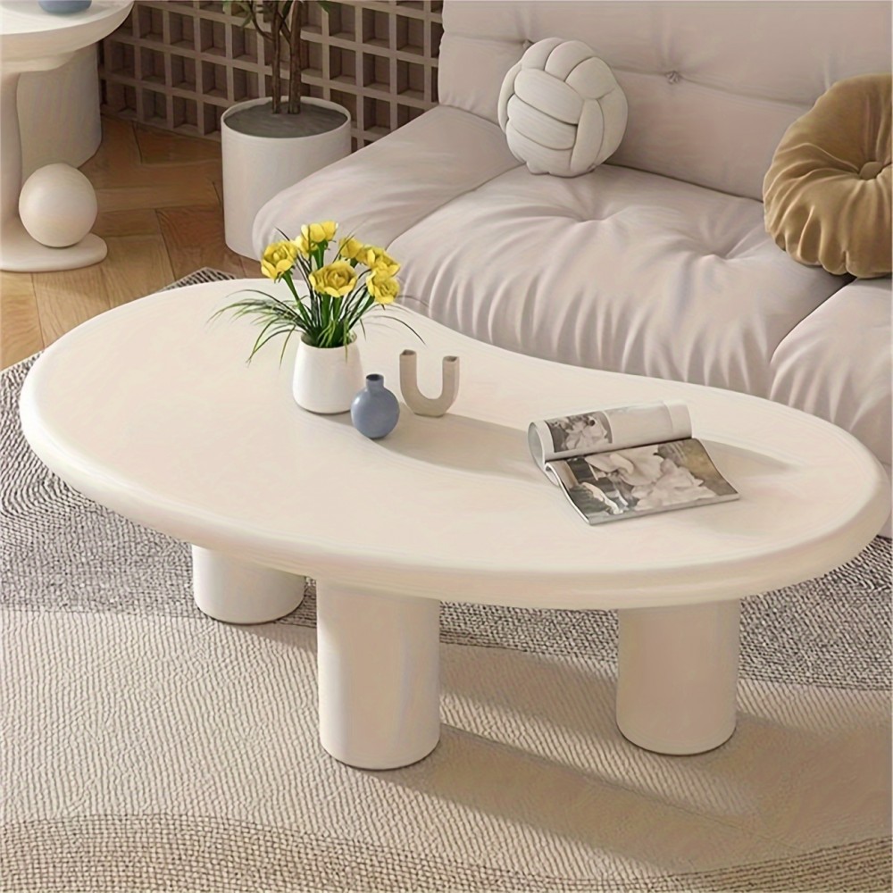 White coffee table, modern oval coffee table, small space, modern coffee table, living room, dining table, home office