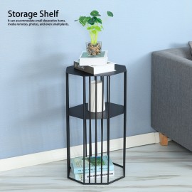 2 Layer Wrought Iron Side Table End Sofa Table Storage Shelf For Living Room Black Side Table Of A Sofa Or Chair