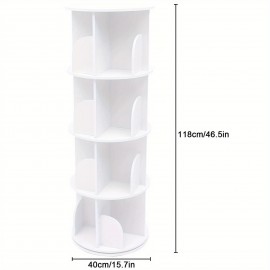 360 Rotating Bookshelf Bookshelf 4 Tiers Organizer Floor Standing Storage Shelf