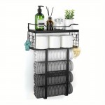 1pc Wall Mounted Bathroom Towel Storage Rack, Bathroom Decoration, Bathroom Shelf, Bathroom Accessories