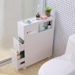 Small Bathroom Storage Floor Cabinet with Slide Out Drawer Bathroom Storage Cabinet Bathroom Tissue Storage Corner Floor Cabinet Thin Cabinet Narrow Bath Organizer Storage Shelf Paper Holder