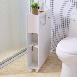 Small Bathroom Storage Floor Cabinet with Slide Out Drawer Bathroom Storage Cabinet Bathroom Tissue Storage Corner Floor Cabinet Thin Cabinet Narrow Bath Organizer Storage Shelf Paper Holder