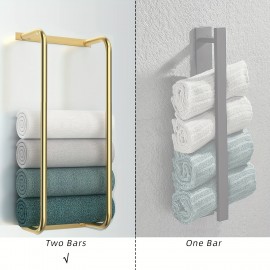 1pc Towel Rack For Bathroom Wall Mounted, Rolled Bath Towel Holder, Small Space Bathroom Towel Storage Organizer, Bathroom Accessories, Bathroom Storage And Organization