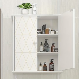 Bathroom Wall Cabinet Storage Cabinet Above Toilet, Bathroom Cabinet With Golden Decoration, Adjustable Shelves, Medicine Cabinet