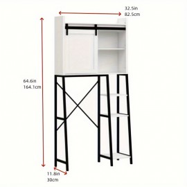 AutoZone Over The Toilet Storage Cabinet, Bathroom Shelves Over Toilet above Toilet Storage with Side Storage Rack, Tissue Reel and Hooks Over The Toilet Organizer for Bathroom, Laundry, White