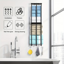 Racks Steel Holder for For Rolled Towel, Storage for Small Bathroom, Wall Mounted Shelves Organizer