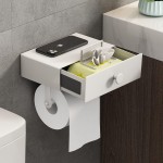 Toilet Paper Holder with Shelf Toilet Paper Holder with Storage Wipes Dispenser for Bathroom Toilet Tissue Holder-White