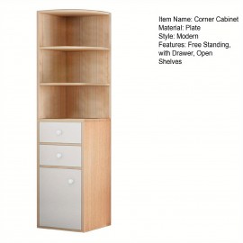 Tall Corner Cabinet with Open Shelving, 15.75x15.75x70.87 Inch, Wooden Triangular Storage Unit with Drawers & Single Door, for Laundry Room, Living Room, Kitchen and Bathroom Storage