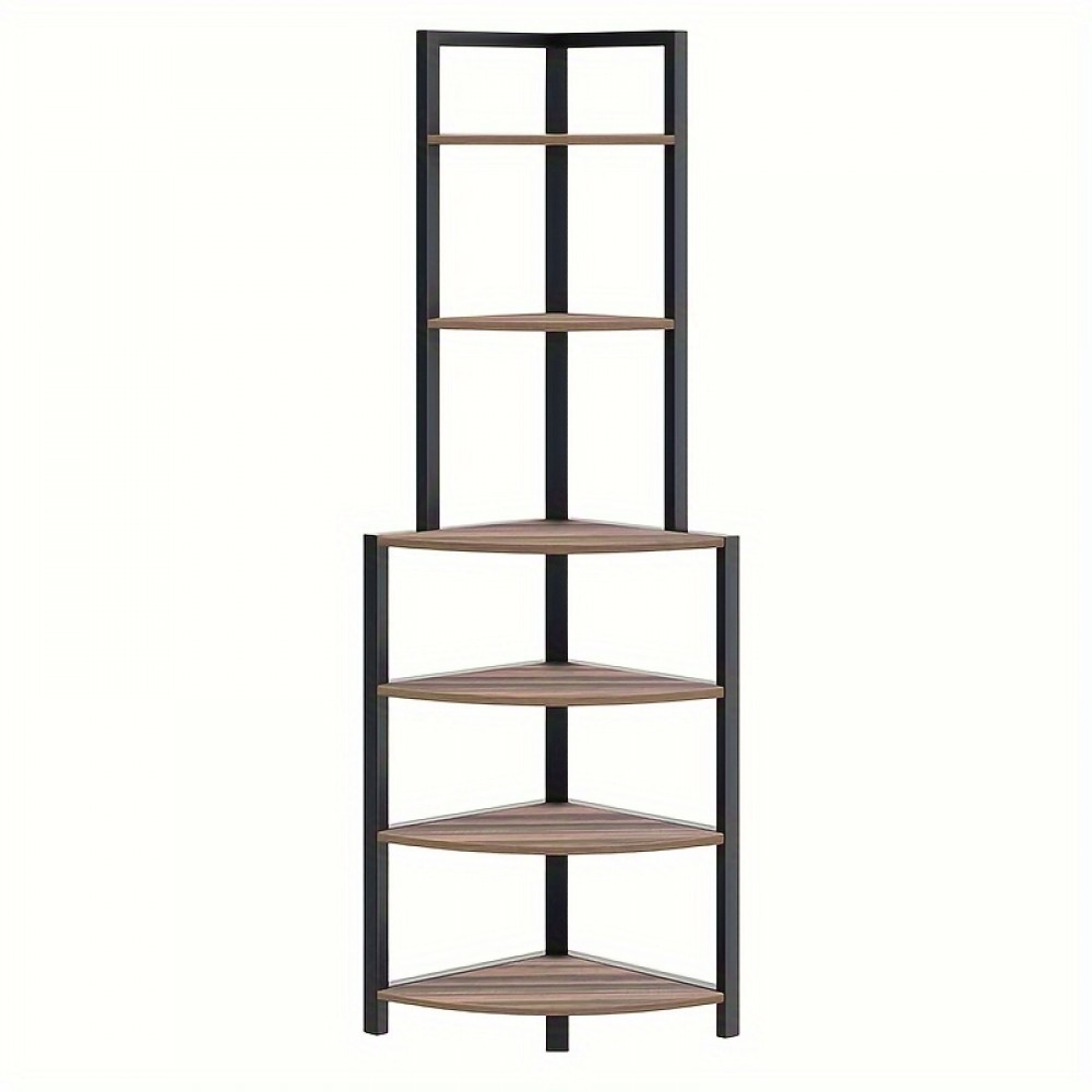 1pc 6-tier Corner Shelf, Bathroom Storage Rack, Cosmetics Storage Rack, Corner Bookcase, Corner Storage Rack For Home Organization