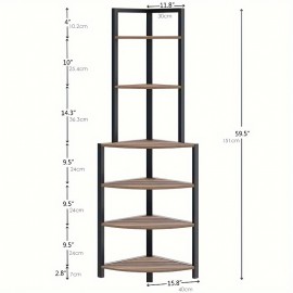 1pc 6-tier Corner Shelf, Bathroom Storage Rack, Cosmetics Storage Rack, Corner Bookcase, Corner Storage Rack For Home Organization