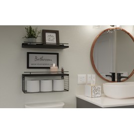 Floating Shelves For Bathroom Wall Decor, Pine Wood Bathroom Shelf Wall Mounted Over Toilet