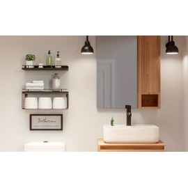 Floating Shelves For Bathroom Wall Decor, Pine Wood Bathroom Shelf Wall Mounted Over Toilet