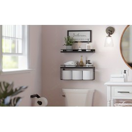 Floating Shelves For Bathroom Wall Decor, Pine Wood Bathroom Shelf Wall Mounted Over Toilet