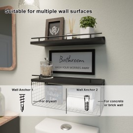 Floating Shelves For Bathroom Wall Decor, Pine Wood Bathroom Shelf Wall Mounted Over Toilet