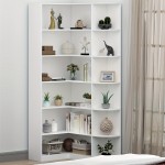 6-Tier Tall Corner Bookshelf, L-Shaped Modern Industrial Bookcase with Full Baffle, Large Display Storage Shelves for Bedroom, Home Office, Living Room, and Kitchen